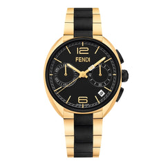 FENDI TIMEPIECES Momento Chronograph Black Round Dial Men's Watch- F219411000