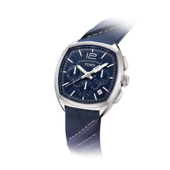 FENDI TIMEPIECES Momento Chronograph Blue Tonneau Dial Men's Watch- F224013031