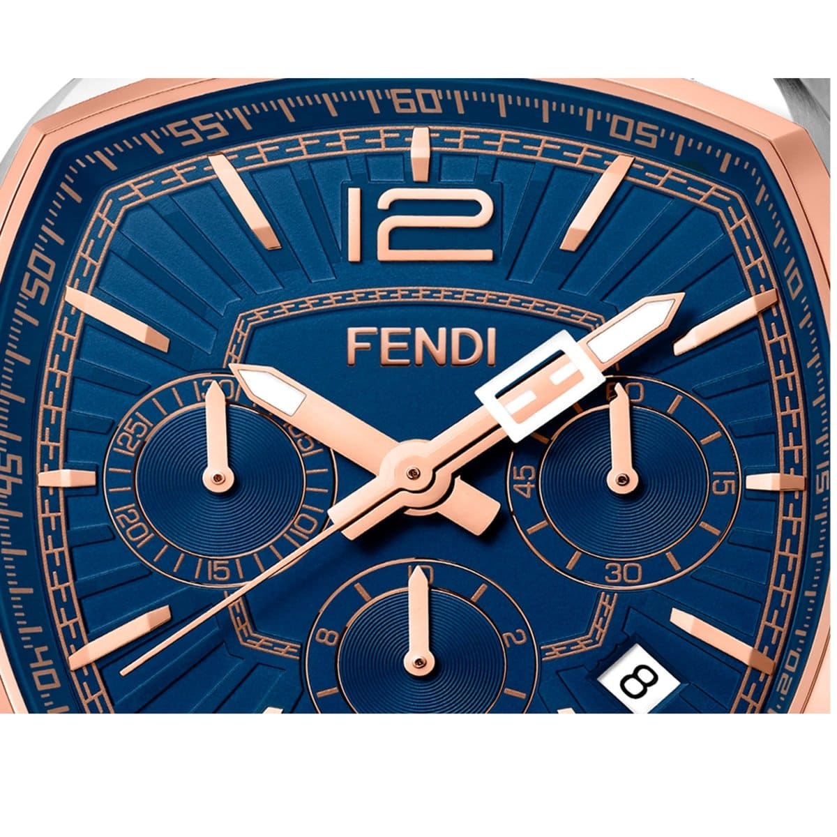 FENDI TIMEPIECES Momento Chronograph Blue Tonneau Dial Men's Watch- F225213000
