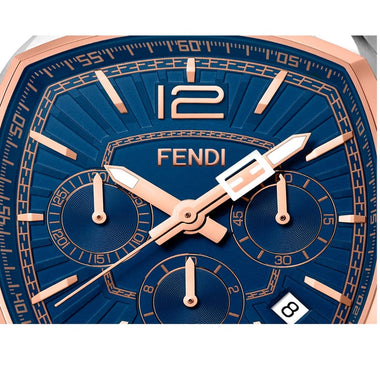 FENDI TIMEPIECES Momento Chronograph Blue Tonneau Dial Men's Watch- F225213000