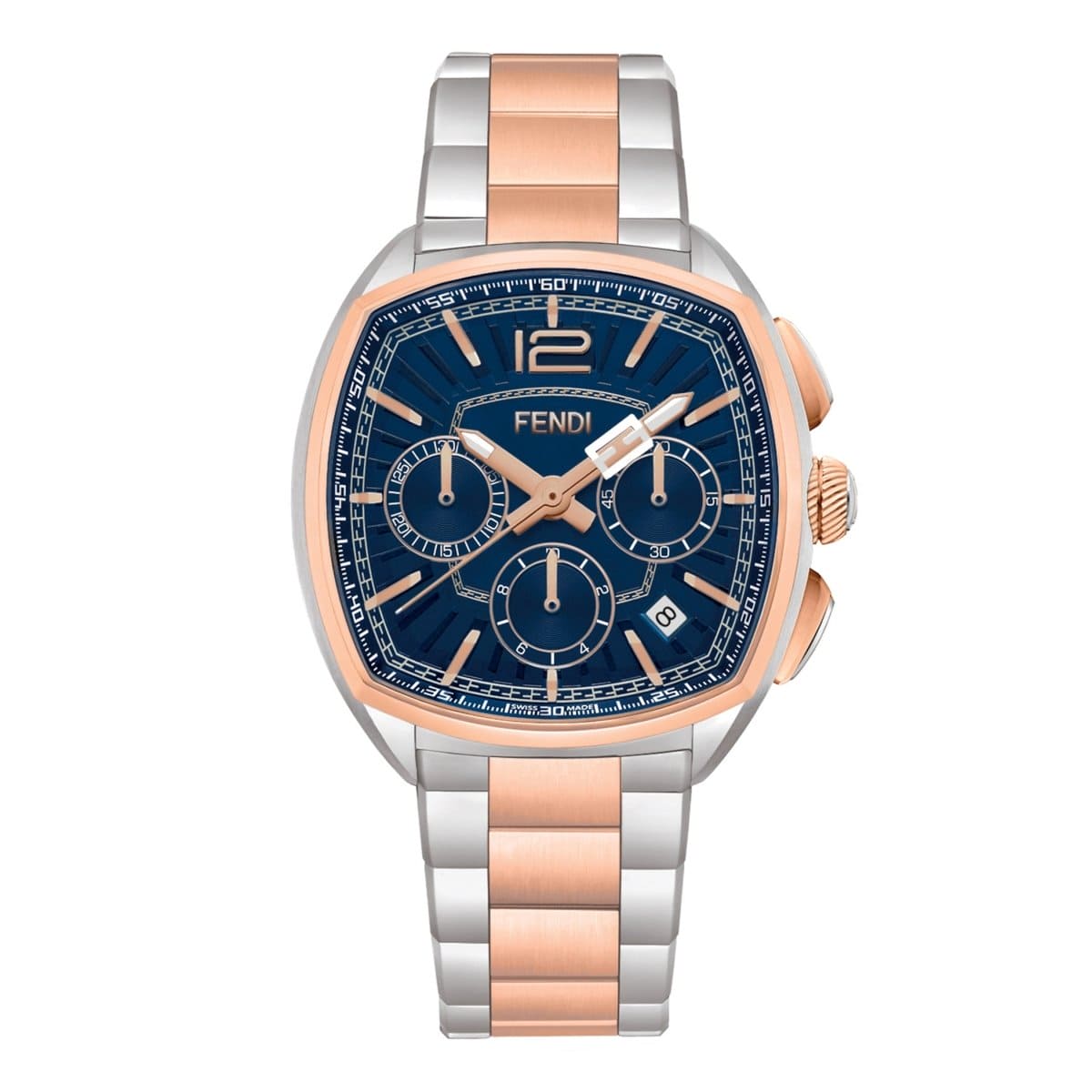 FENDI TIMEPIECES Momento Chronograph Blue Tonneau Dial Men's Watch- F225213000