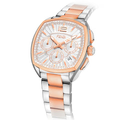 FENDI TIMEPIECES Momento Chronograph White Tonneau Dial Women's Watch- F225214000