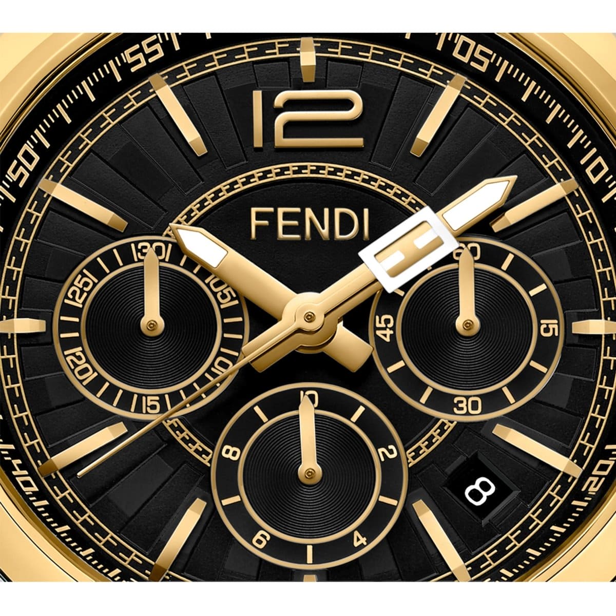 FENDI TIMEPIECES Momento Chronograph Black Round Dial Men's Watch- F231111000