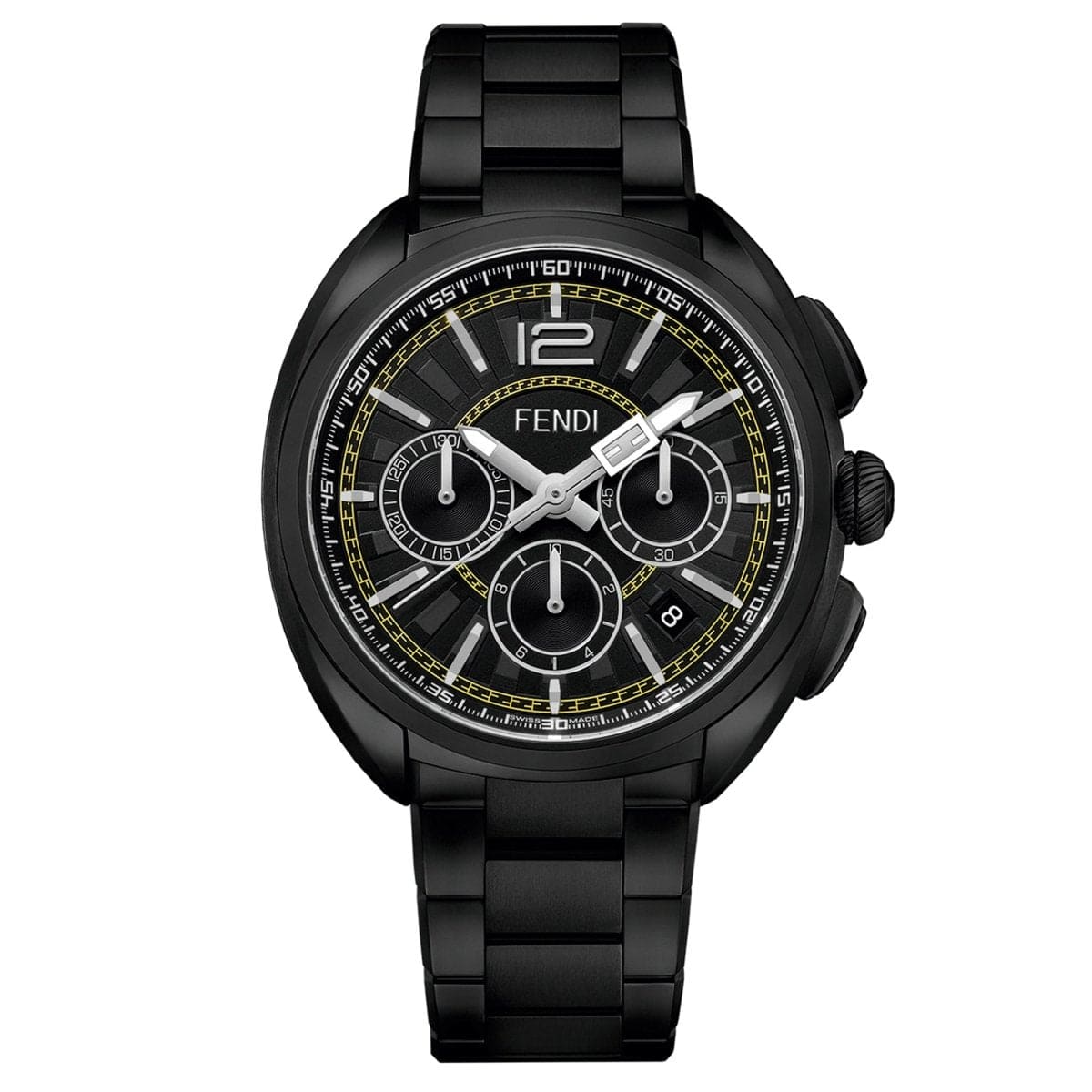 FENDI TIMEPIECES Momento Chronograph Black Round Dial Men's Watch- F231611000