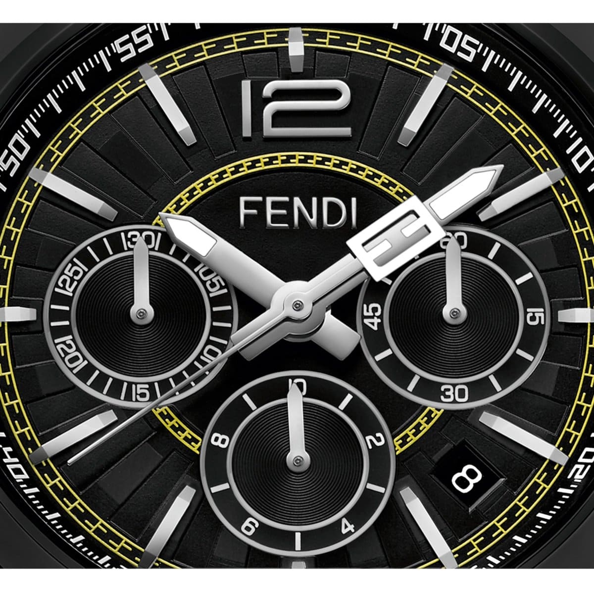 FENDI TIMEPIECES Momento Chronograph Black Round Dial Men's Watch- F231611000