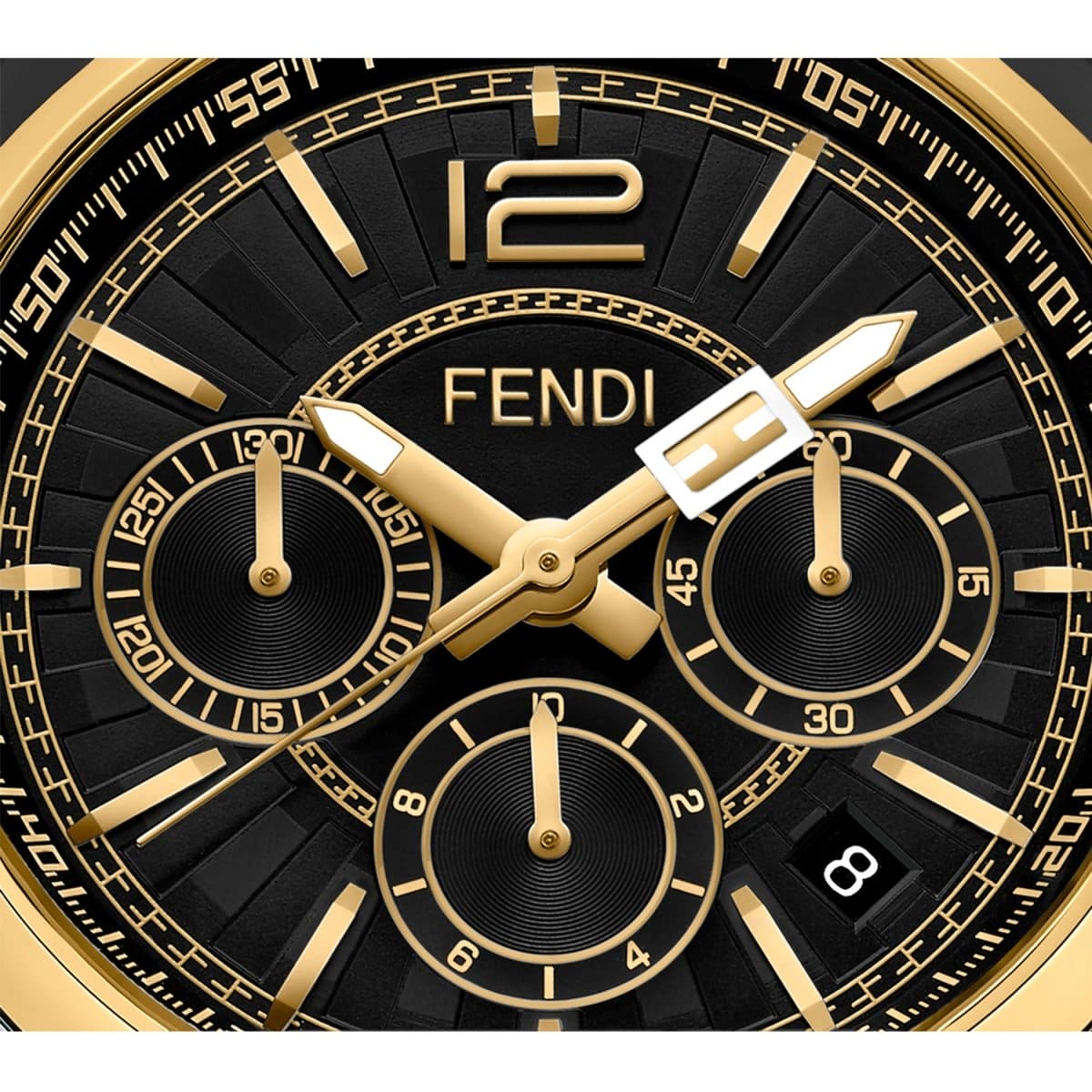 FENDI TIMEPIECES Momento Chronograph Black Round Dial Men's Watch- F231711000