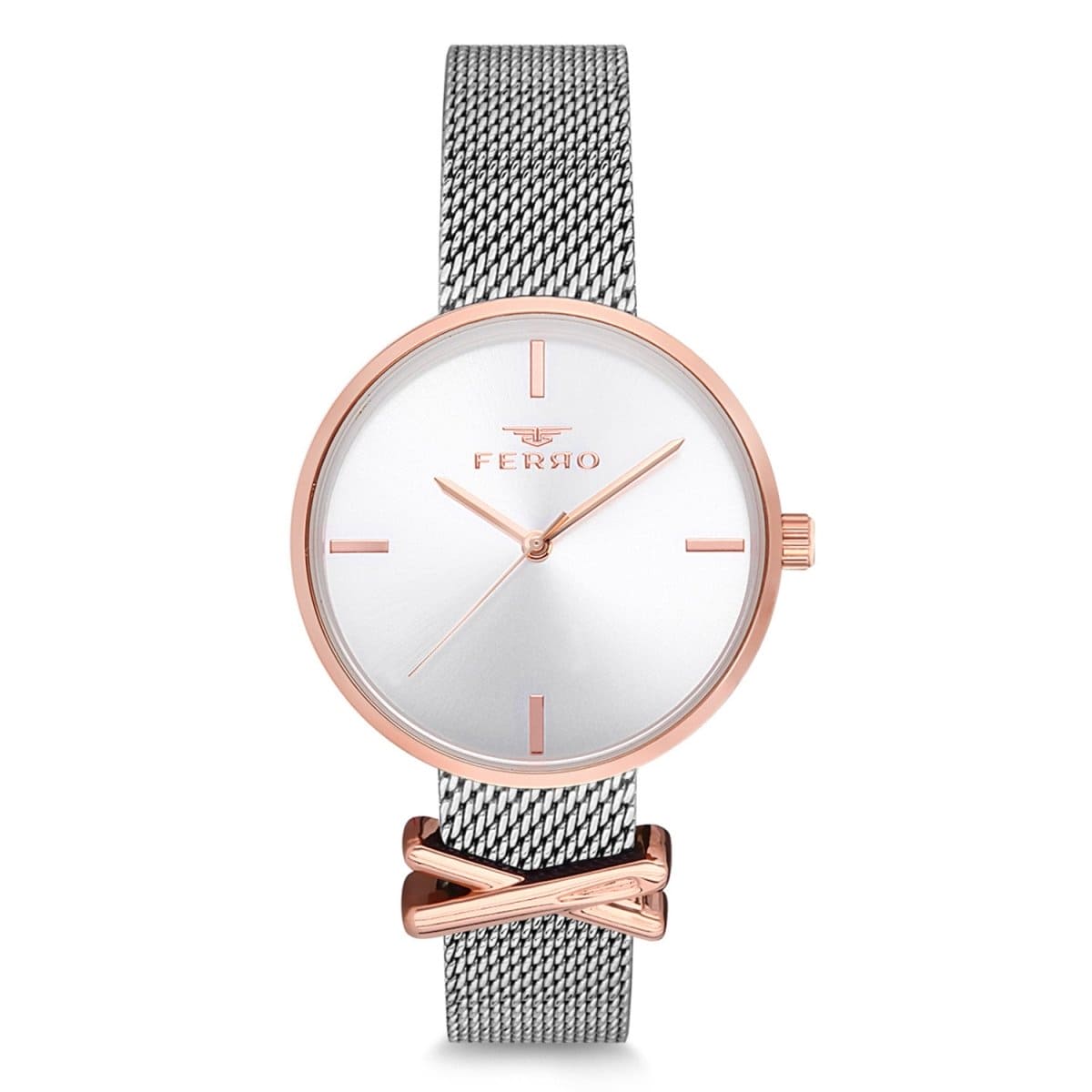 Ferro Analog White Round Dial Women's Watch - F2986C-978-E