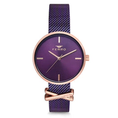 Ferro Analog Purple Round Dial Women's Watch -  F2986C-978-ZC