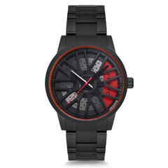 Ferro Analog Black - Red Round Dial Men's Watch -  F40060A-119-R