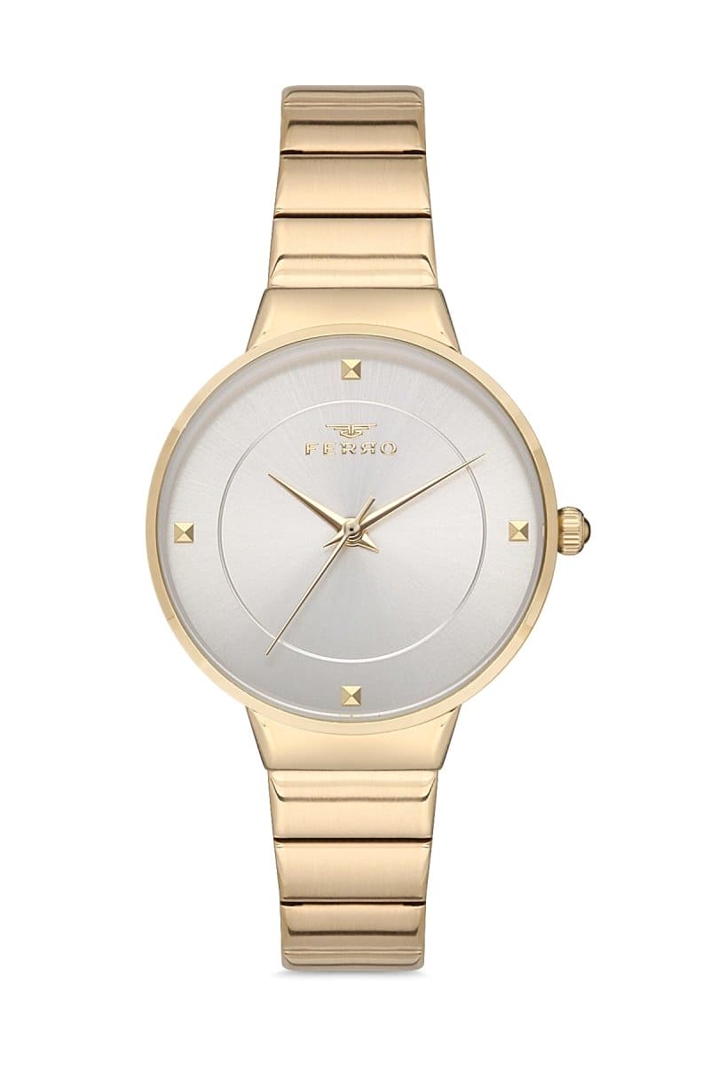 Ferro Quartz Silver Round Dial Women's Watch - F40080A-B