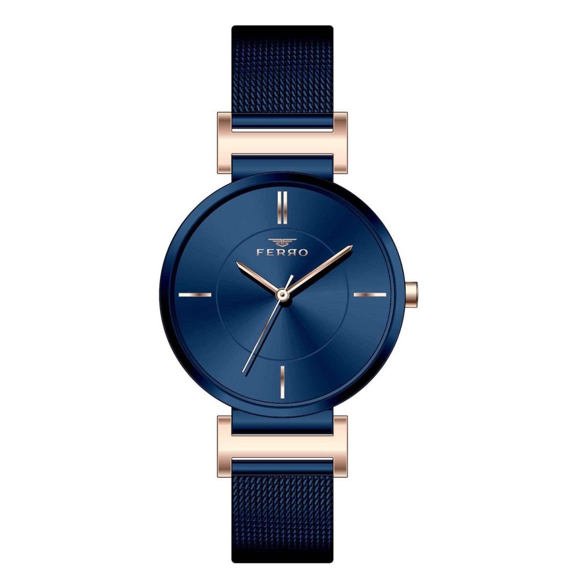 Ferro Analog Navy Blue Square Dial Women's Watch - F40084C-H