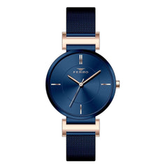 Ferro Analog Navy Blue Square Dial Women's Watch -  F40084C-H