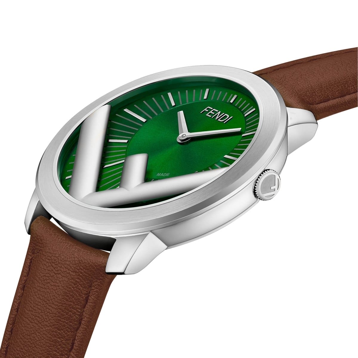 FENDI TIMEPIECES Run Away Analog Green Round Dial Men's Watch- F710018021