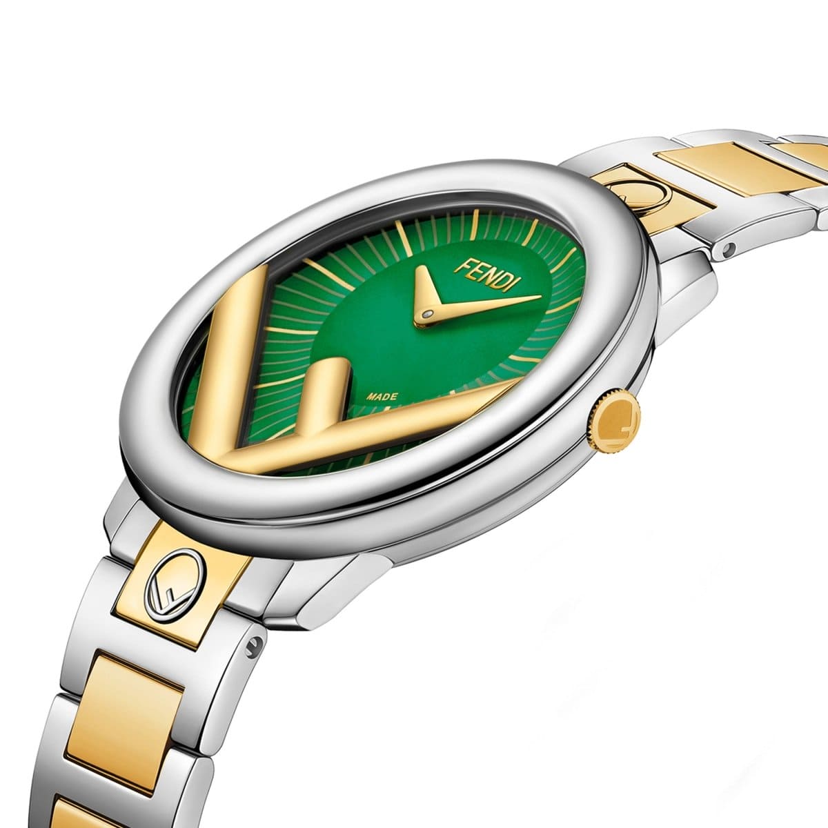 FENDI TIMEPIECES Run Away Analog Green Round Dial Women's Watch- F711138000