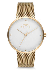 Ferro Analoge White Round Dial Women's Watch -  F81753C-863-B
