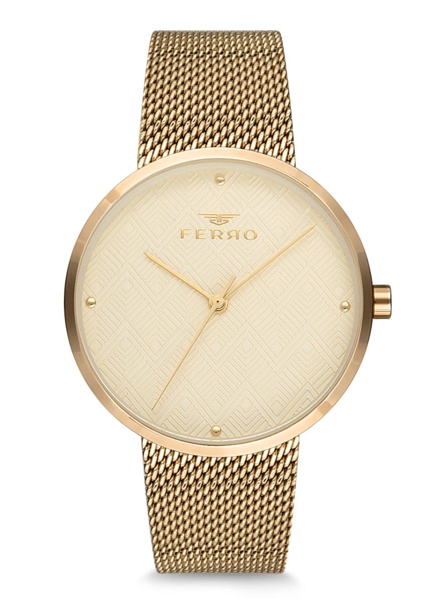 Ferro Analoge White Round Dial Women's Watch -  F81753C-863-B2