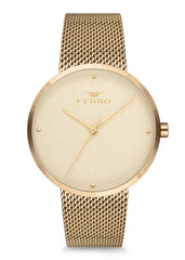 Ferro Analoge White Round Dial Women's Watch -  F81753C-863-B2