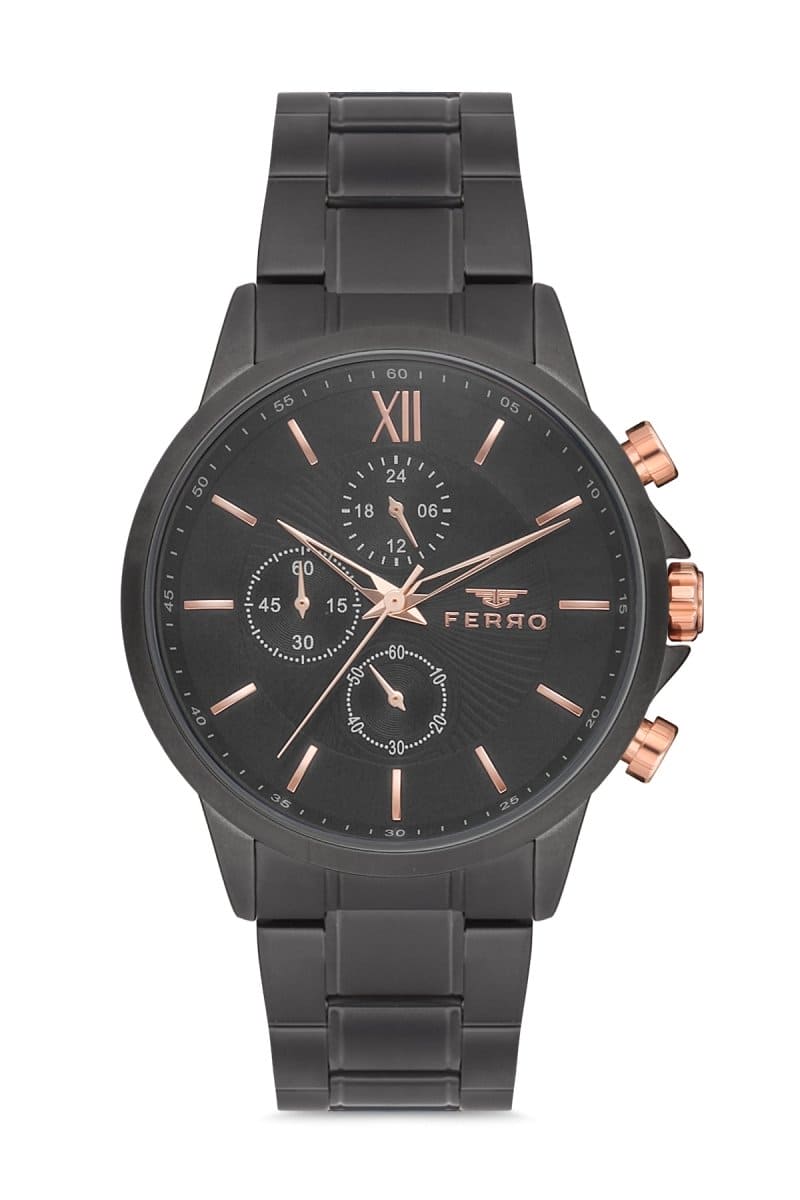 Ferro Chronograph Black Round Dial Men's Watch - FM11051A-G7