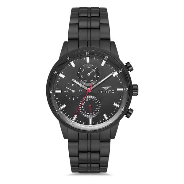 Ferro Multifunction Black Round Dial Men's Watch - FM11061A-G