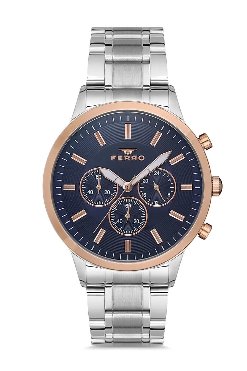 Ferro Chronograph Blue Round Dial Men's Watch - FM11145A-E3