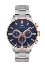 Ferro Multifunction Blue Round Dial Men's Watch - FM11180A-E3