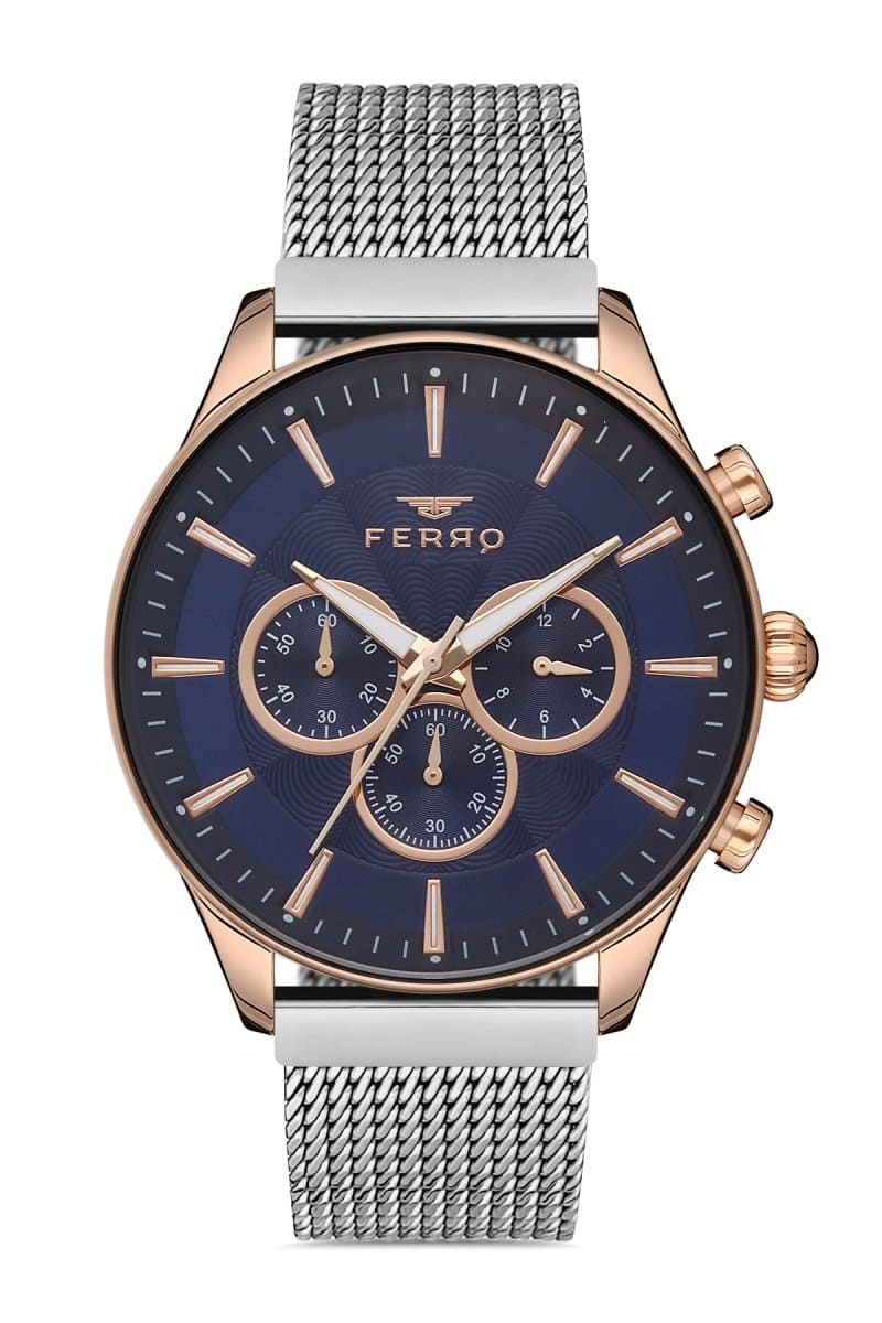 Ferro Pisa Chronograph Blue Round Dial Men's Watch - FM11912C-E3