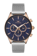 Ferro Pisa Chronograph Blue Round Dial Men's Watch - FM11912C-E3