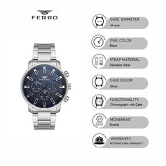 Ferro Chronograph Black Round Dial Men's Watch -  FM11914A-A2
