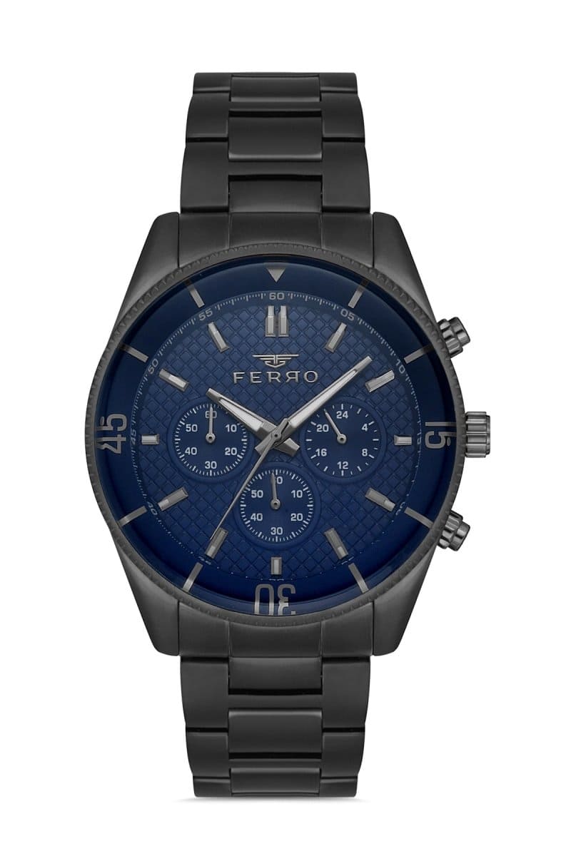 Ferro Chronograph Blue Round Dial Men's Watch - FM11920A-V3
