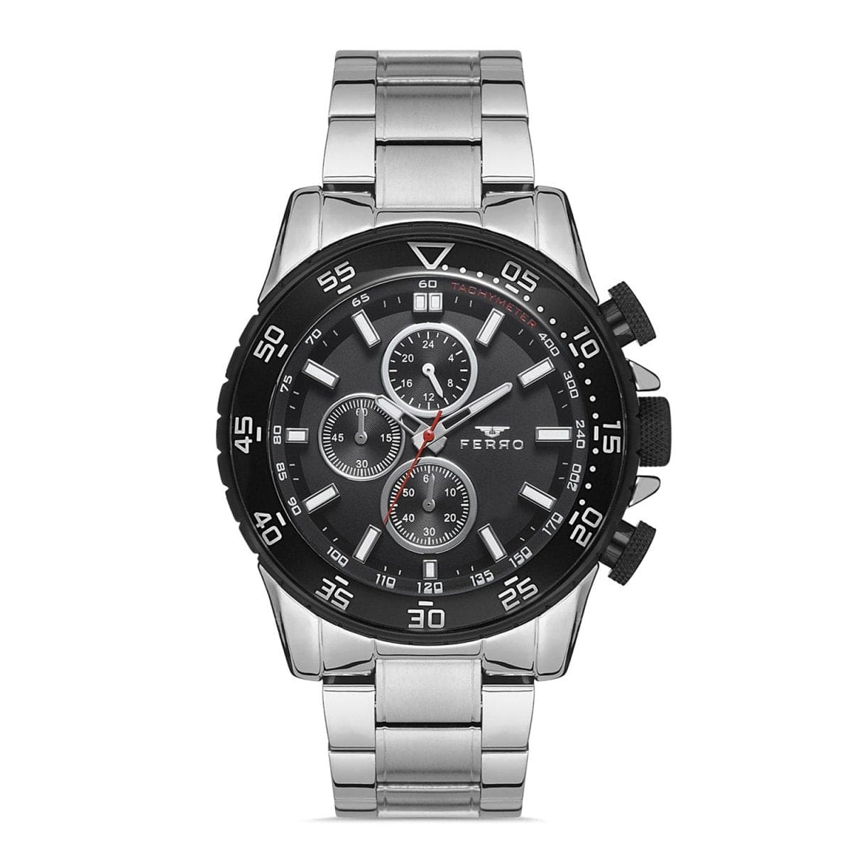 Ferro Multifunction Black Round Dial Men's Watch - FM1542A-J