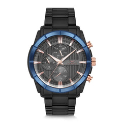 Ferro Multifunction Black Round Dial Men's Watch -  FM1889A-ZD4