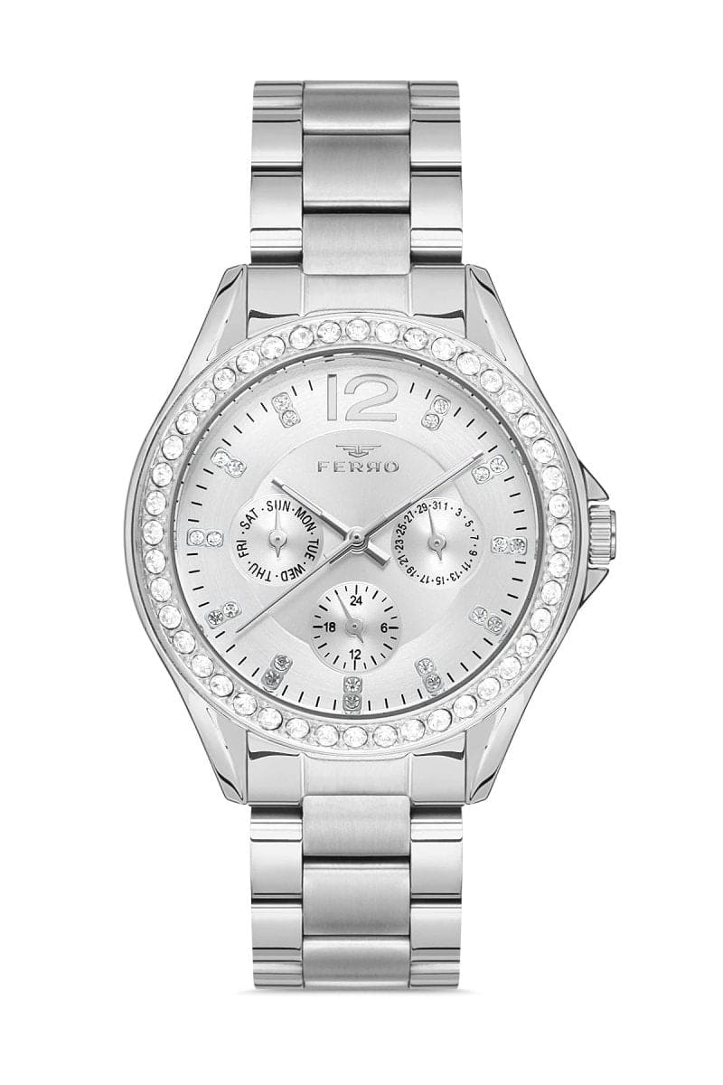 Ferro Multifunction Silver Round Dial Men's Watch -  FM21140A-A