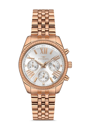 Ferro Spezia Chronograph Silver Round Dial Women's Watch - FM21172A-C