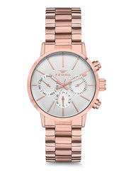 Ferro Multifunction Silver Round Dial Women's Watch - FM81886A-C