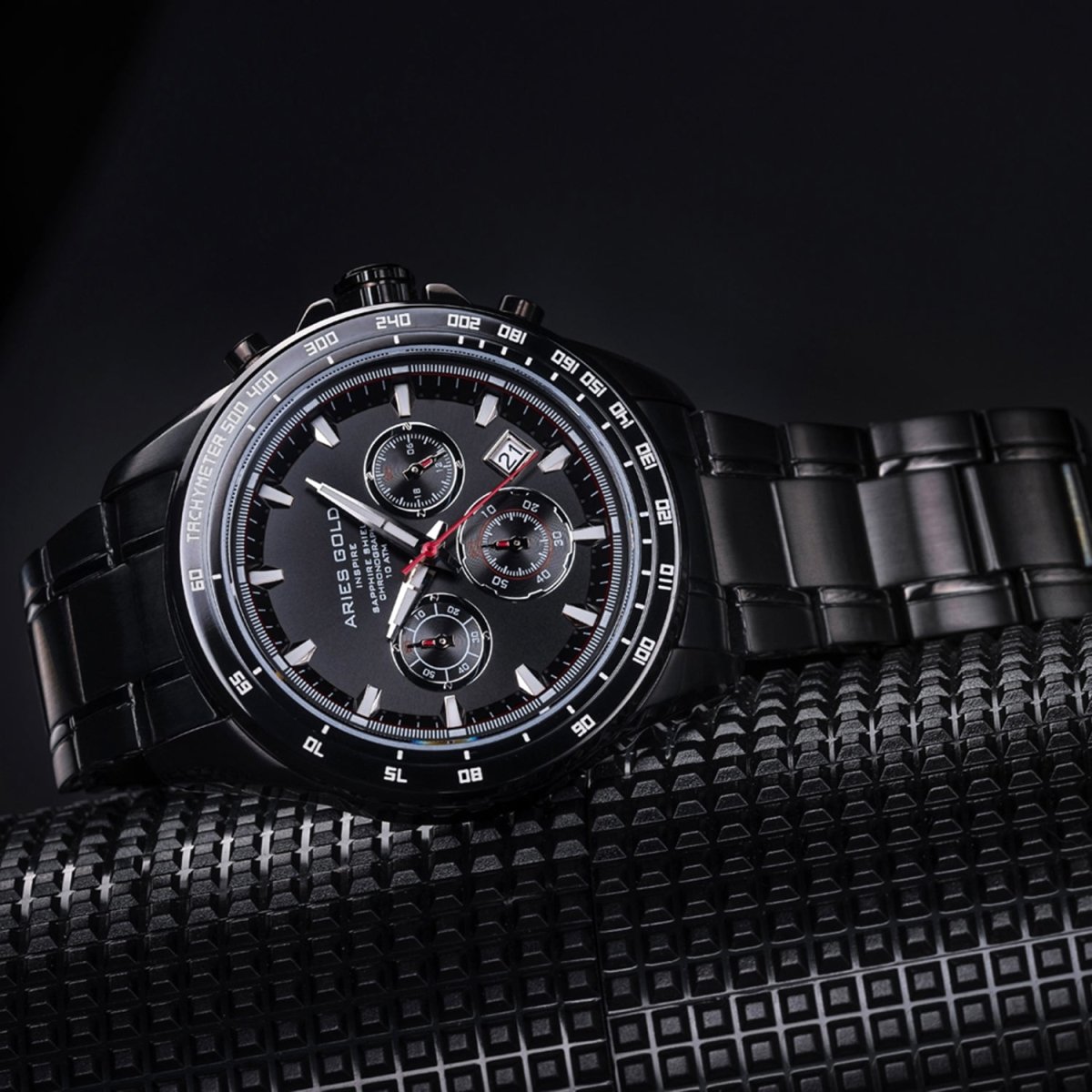 ARIES GOLD Drifter Chronograph Watch with Sapphire Glass For Men- G 7001 BK-BK