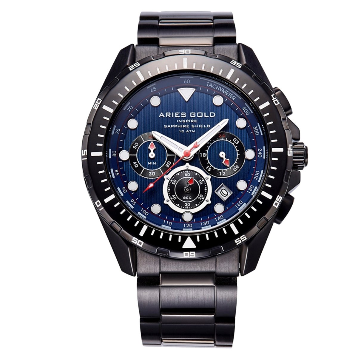 ARIES GOLD Atlantic Chronograph SuperLuminova Watch with Sapphire Glass For Men- G 7002 BK-BU