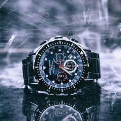 ARIES GOLD Atlantic Chronograph SuperLuminova Watch with Sapphire Glass For Men- G 7002 BK-BU
