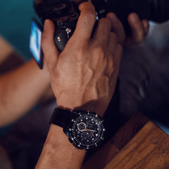 ARIES GOLD Atlantic Chronograph SuperLuminova Watch with Sapphire Glass For Men- G 7002 BK-BU