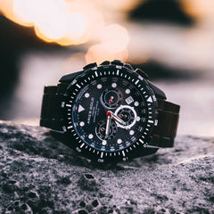 ARIES GOLD Atlantic Chronograph SuperLuminova Watch with Sapphire Glass For Men- G 7002 BK-BU