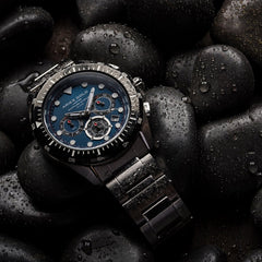 ARIES GOLD Atlantic Chronograph SuperLuminova Watch with Sapphire Glass For Men- G 7002 BK-BU