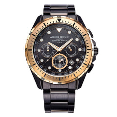 ARIES GOLD Atlantic Chronograph SuperLuminova Watch with Sapphire Glass For Men- G 7002 BKRG-BK