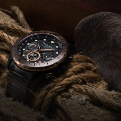 ARIES GOLD Atlantic Chronograph SuperLuminova Watch with Sapphire Glass For Men- G 7002 BKRG-BK