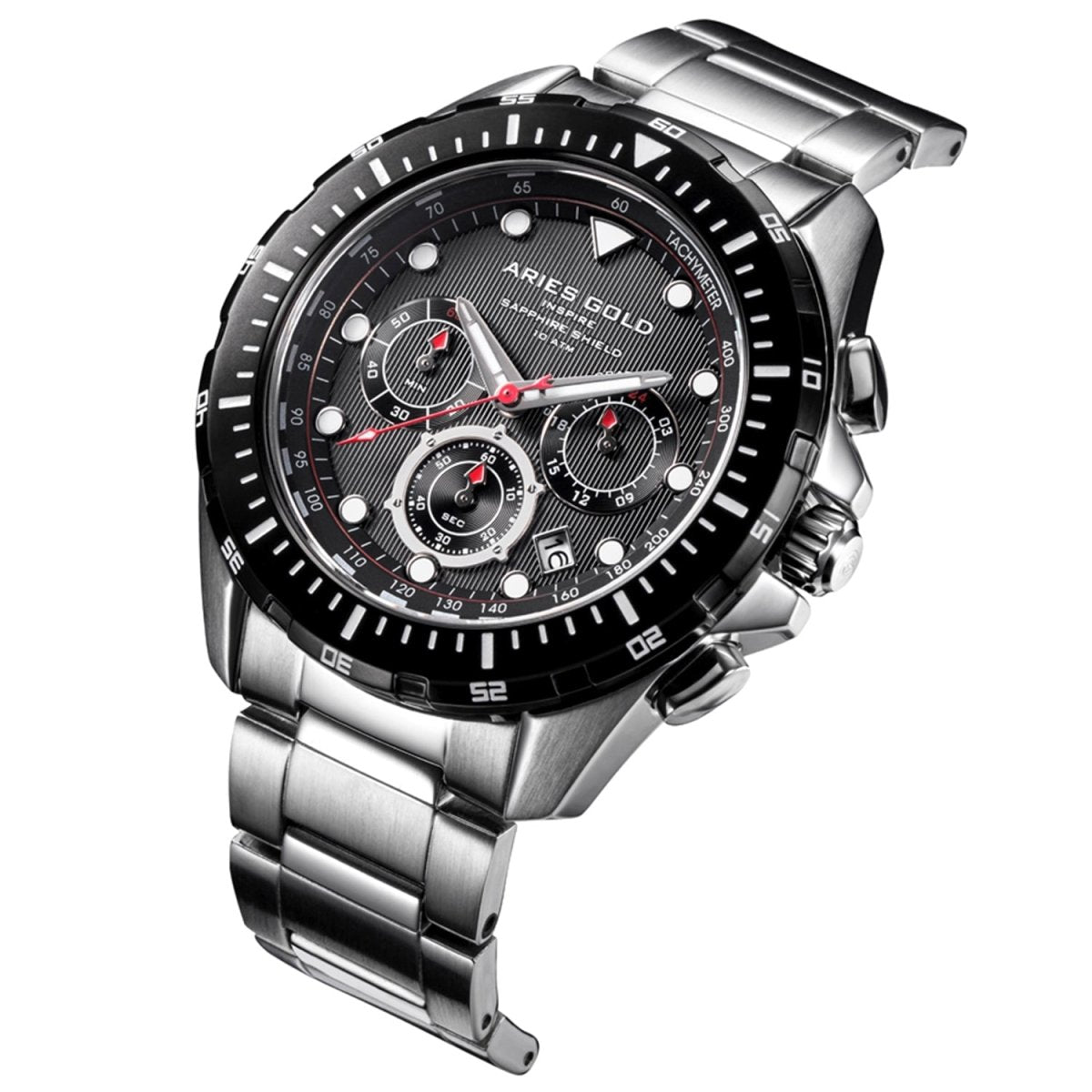 ARIES GOLD Atlantic Chronograph SuperLuminova Watch with Sapphire Glass For Men- G 7002 SBK-BK