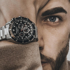 ARIES GOLD Atlantic Chronograph SuperLuminova Watch with Sapphire Glass For Men- G 7002 SBK-BK