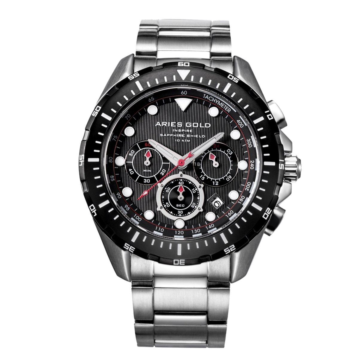 ARIES GOLD Atlantic Chronograph SuperLuminova Watch with Sapphire Glass For Men- G 7002 SBK-BK