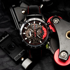 ARIES GOLD Jolter Chronograph Skeleton Watch with Sapphire Glass For Men- G 7008 BK-R