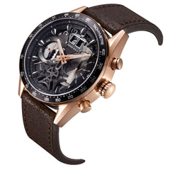 ARIES GOLD Jolter Chronograph Skeleton Watch with Sapphire Glass For Men- G 7008 RG-BK