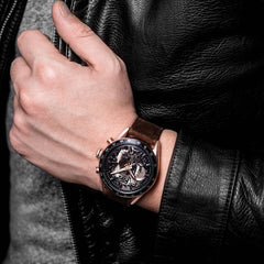 ARIES GOLD Jolter Chronograph Skeleton Watch with Sapphire Glass For Men- G 7008 RG-BK