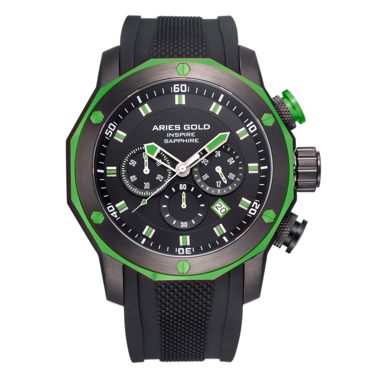 ARIES GOLD Venturer Chronograph Watch with Sapphire Glass For Men- G 7012Z BK-GN