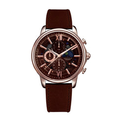 ARIES GOLD Belfast Moon Chronograph Watch with Skeleton Dial For Men's- G 7013 RG-CF